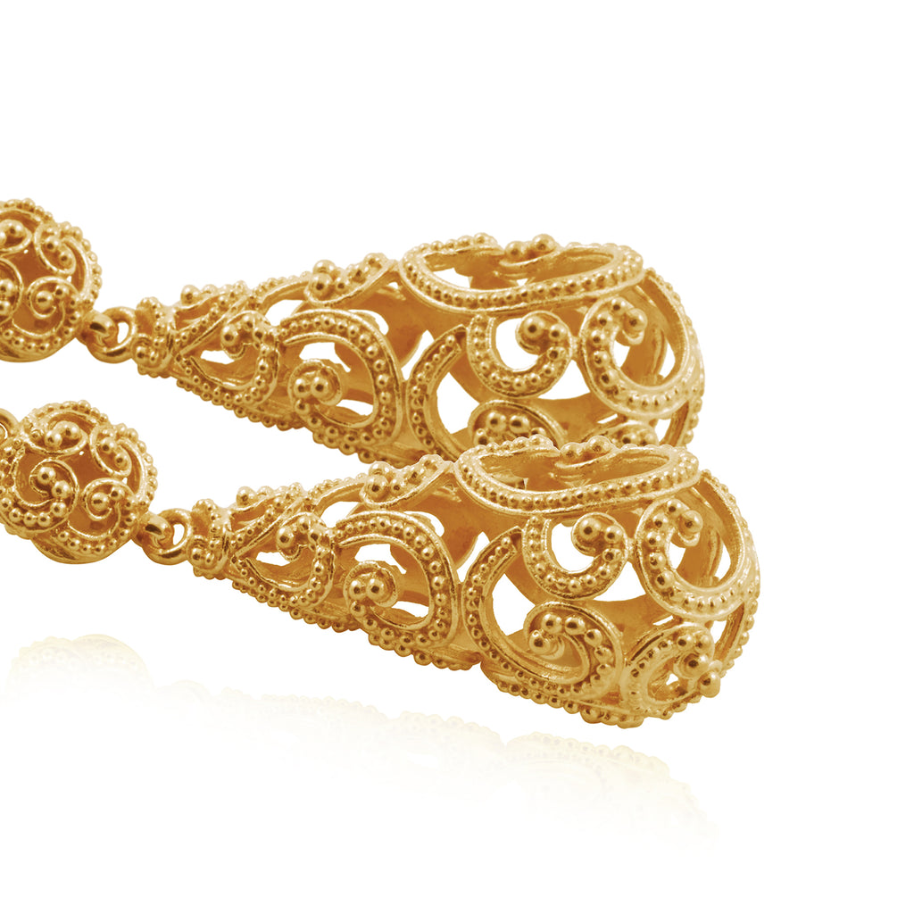 Anting Drop Oval Perak 925 Koleksi Ombak Segara Sterling Silver