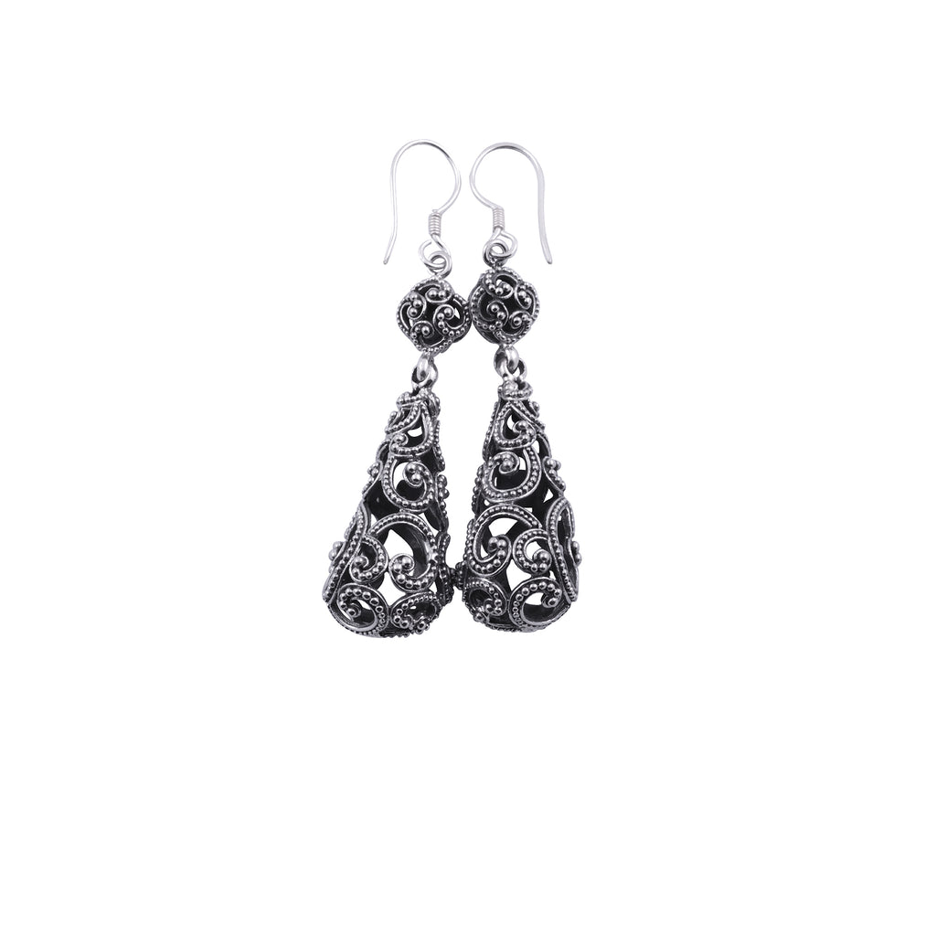 Anting Drop Oval Perak 925 Koleksi Ombak Segara Sterling Silver