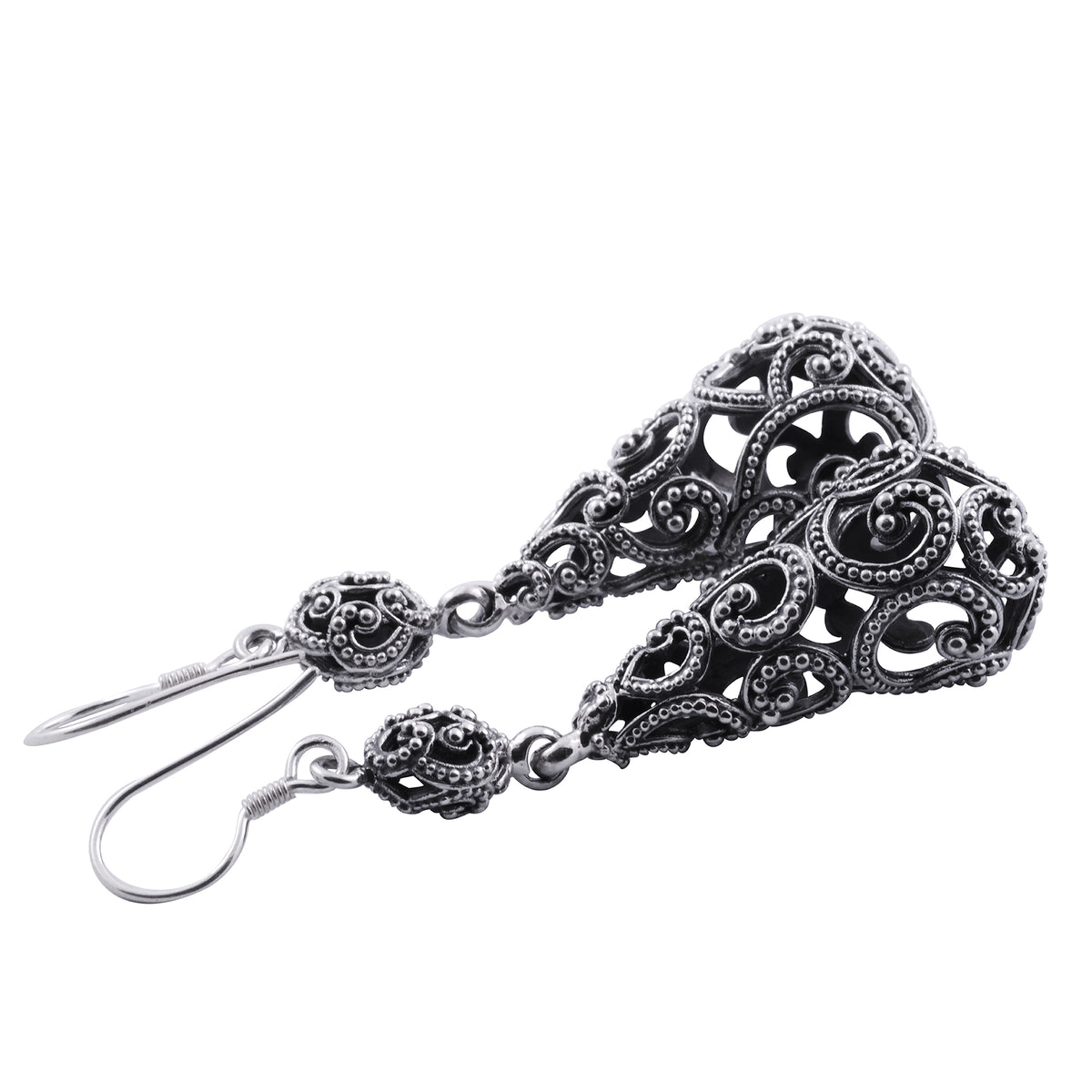 Anting Drop Oval Perak 925 Koleksi Ombak Segara Sterling Silver