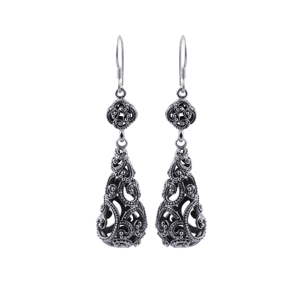 Anting Drop Oval Perak 925 Koleksi Ombak Segara Sterling Silver