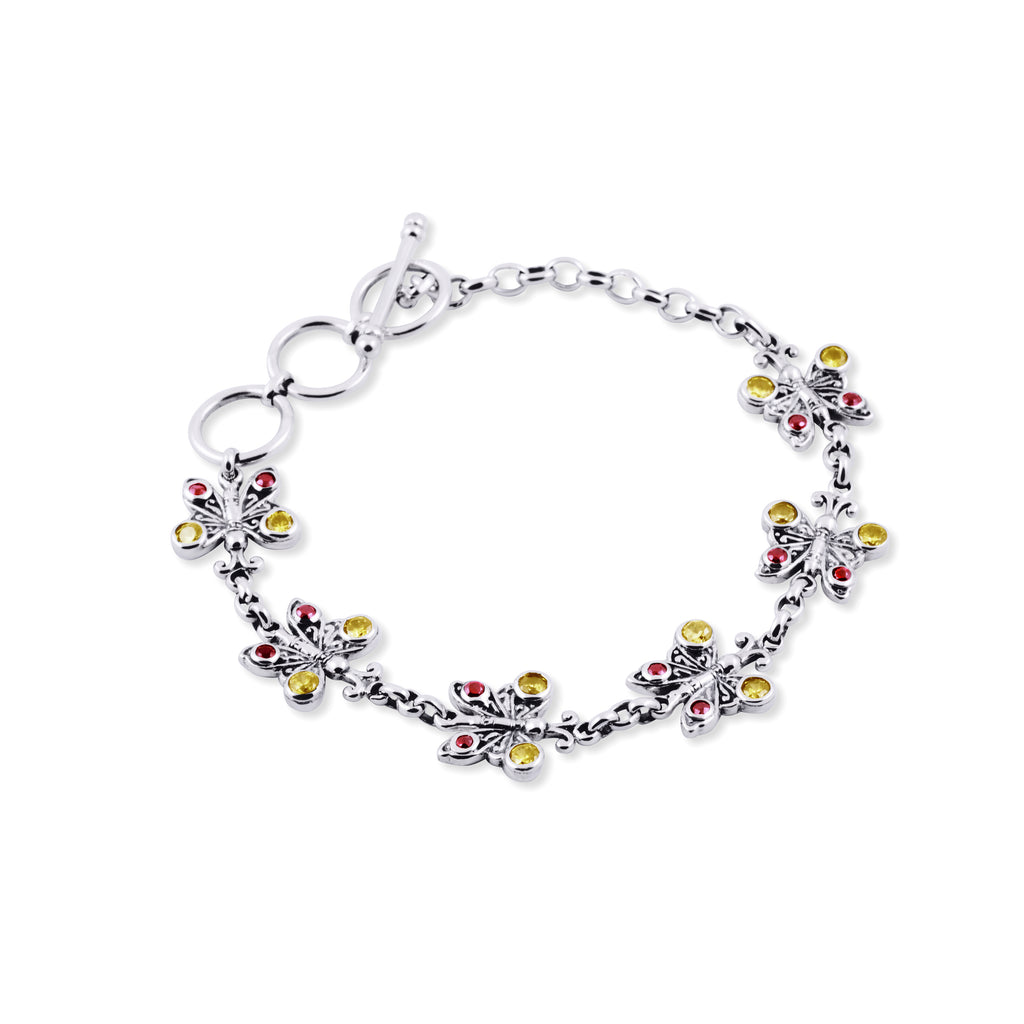 Sterling Silver 925 Small Butterfly Collection Chain Bracelet