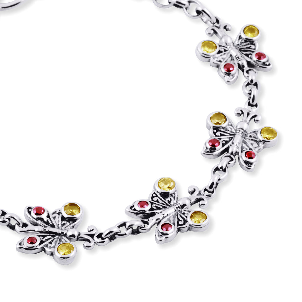 Sterling Silver 925 Small Butterfly Collection Chain Bracelet