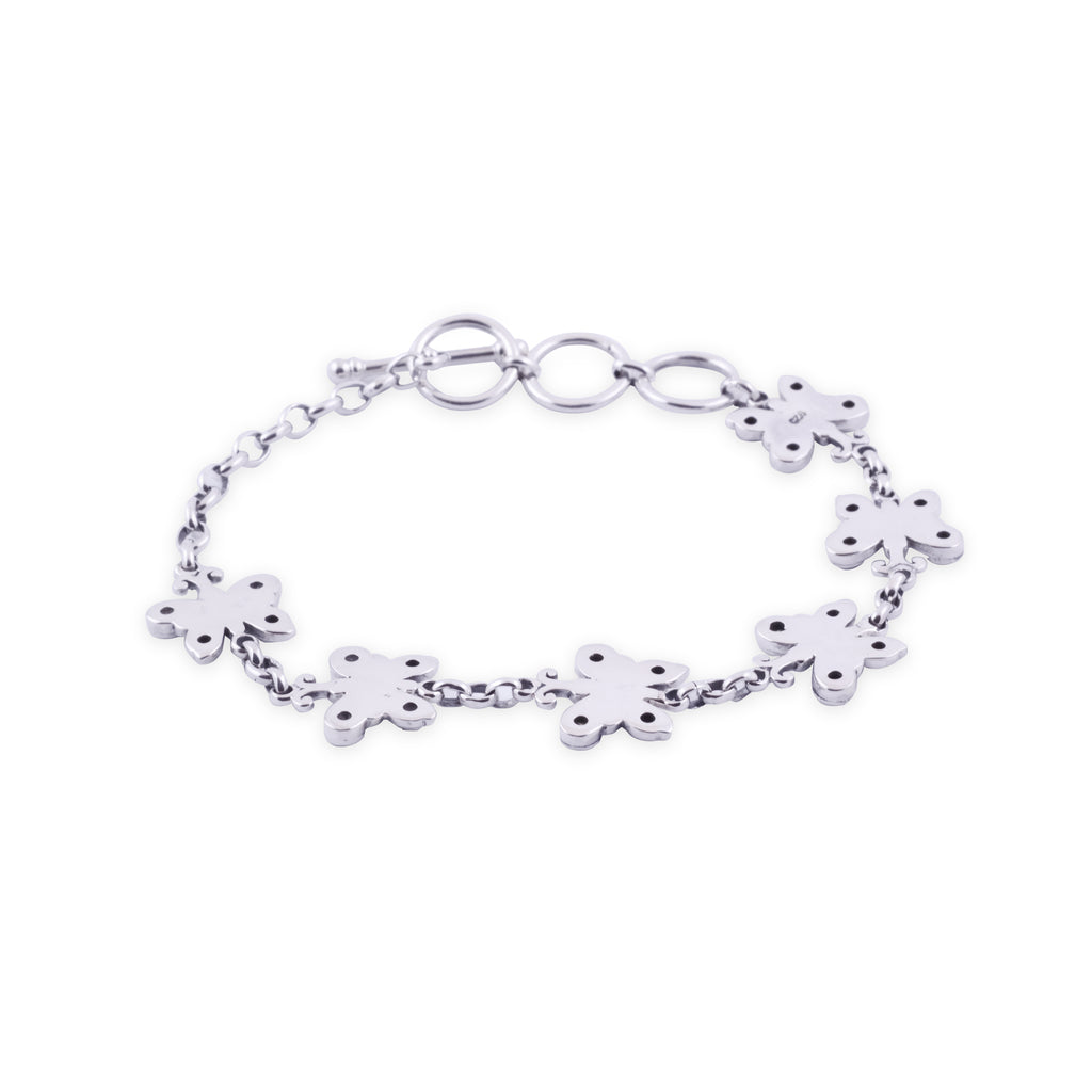 Sterling Silver 925 Small Butterfly Collection Chain Bracelet