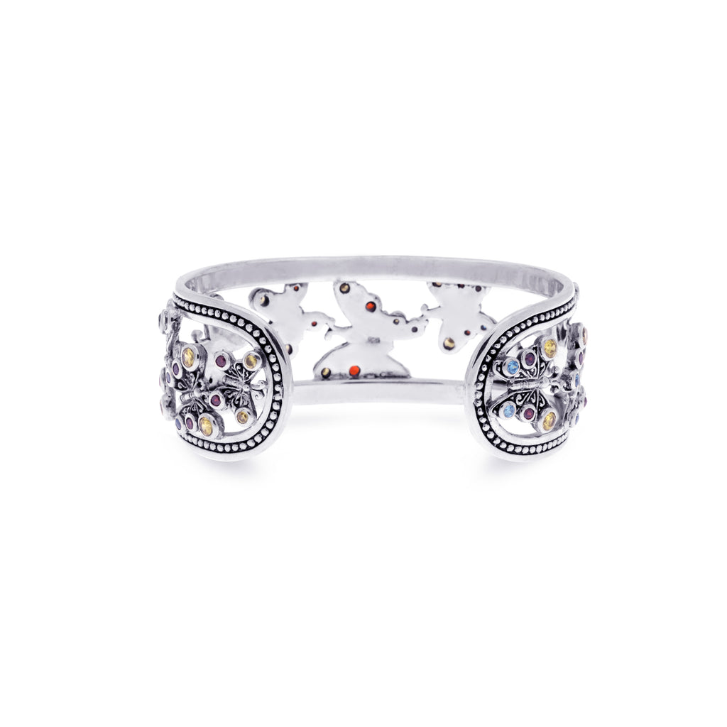 925 Sterling Silver Butterfly Collection Big Bangle Bracelet