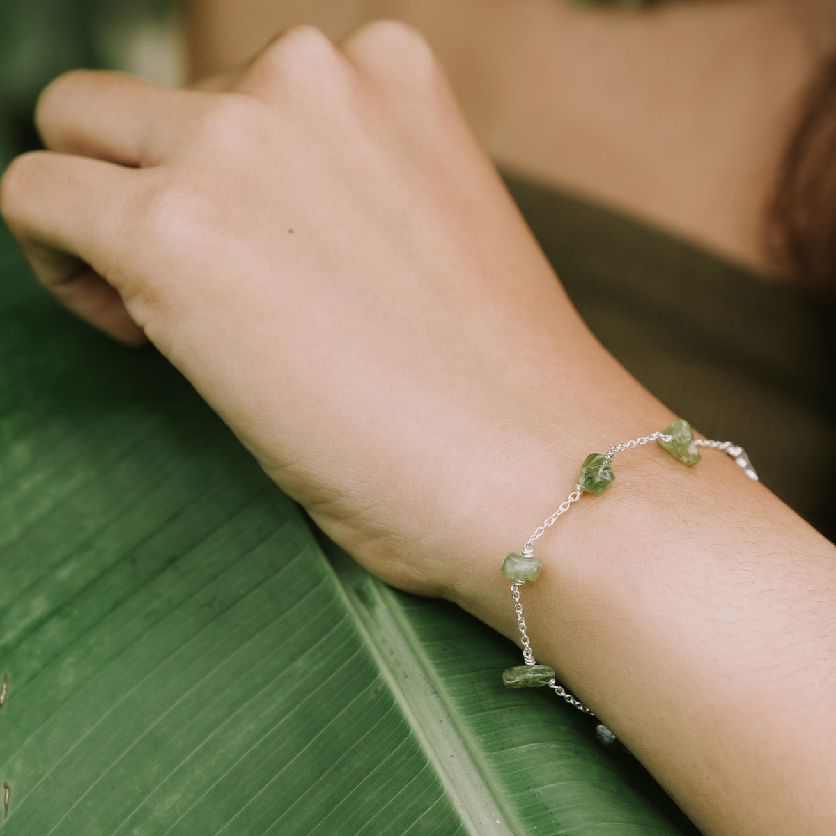 Aura Collection Chain Bracelet Sterling Silver 925 Peridot