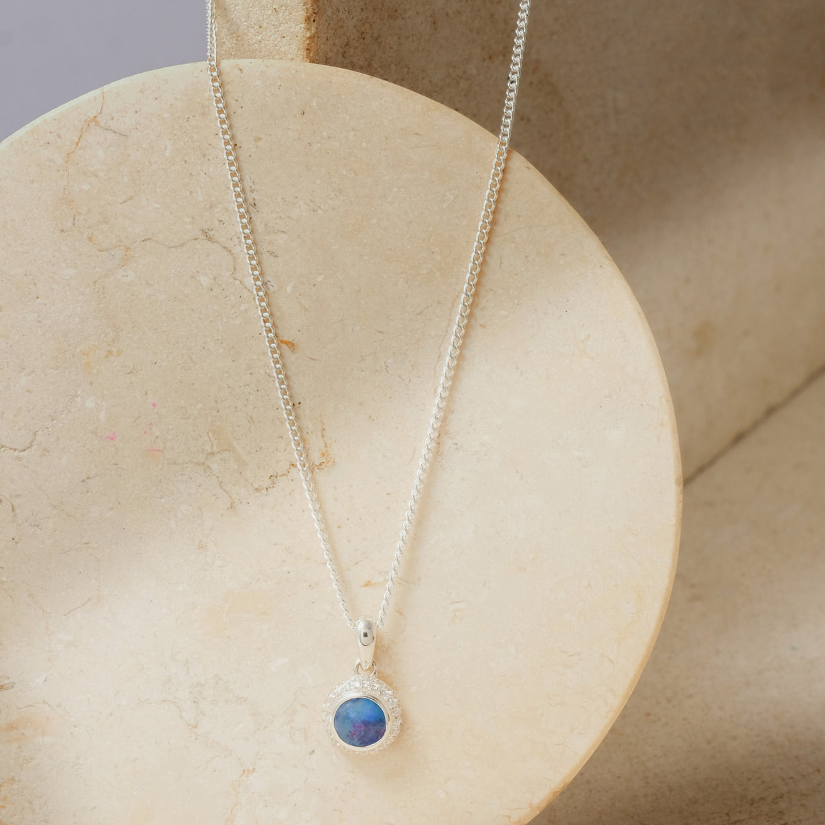 Pendant Kalung Small Round Koleksi Opal Perak 925