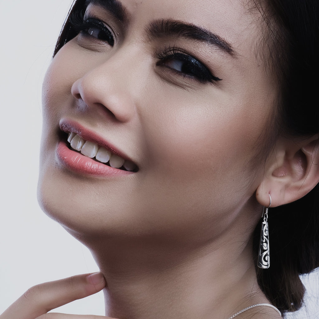 925 Sterling Silver Saw-Cut Drop Earrings