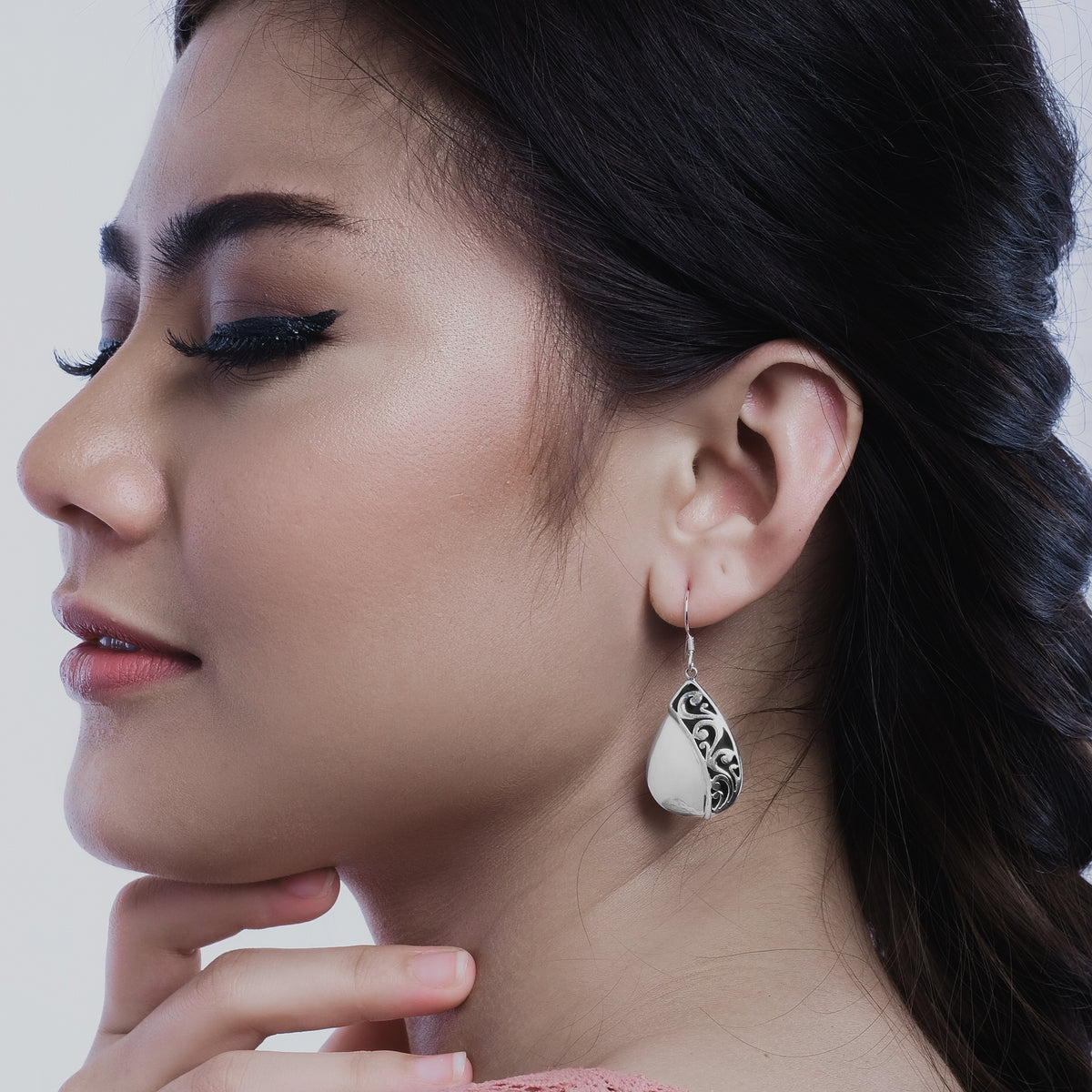 925 Sterling Silver Balinese Sawtooth Collection Dangle Earrings