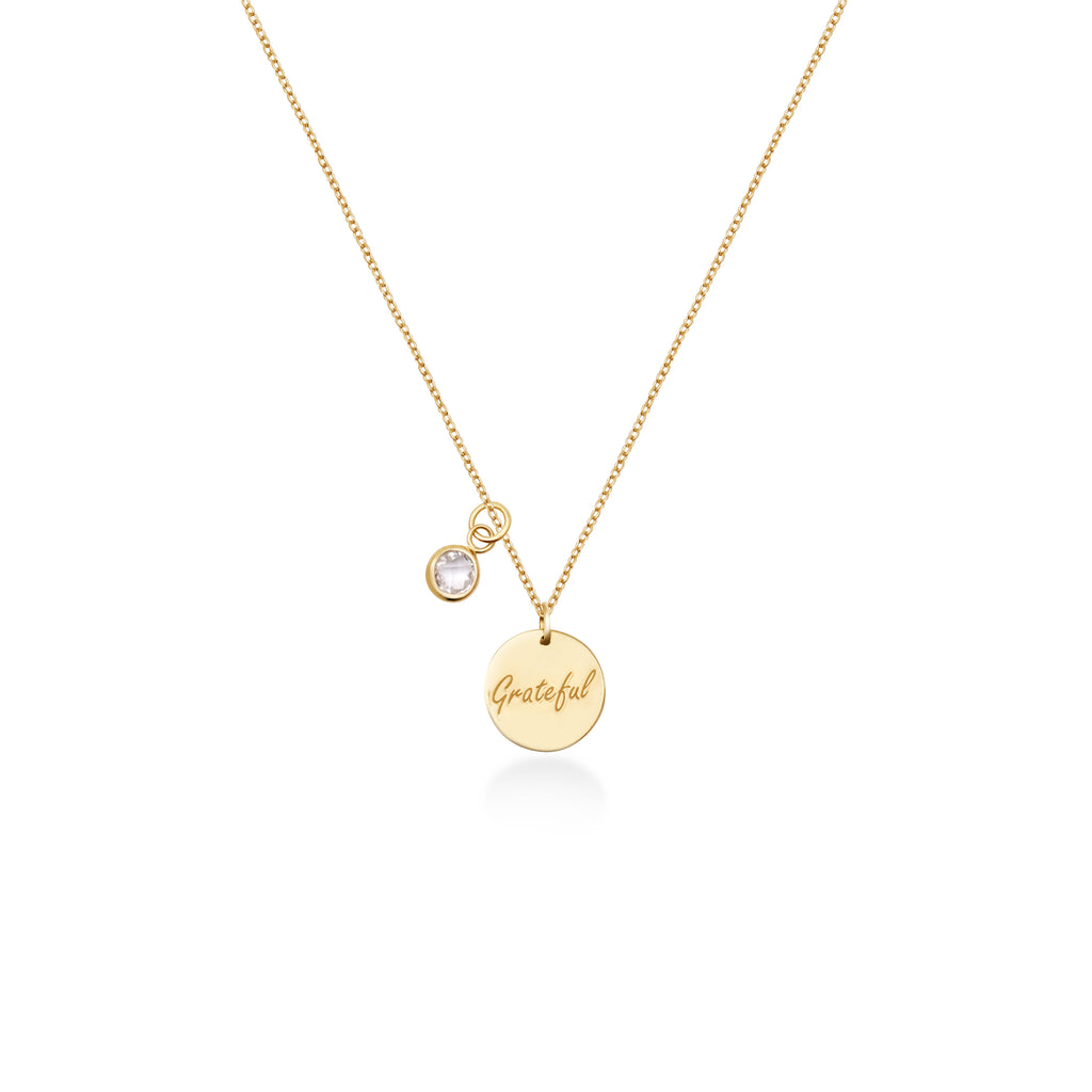 Grateful Mantra Collection Chain Necklace Sterling Silver 925 Gold Plated