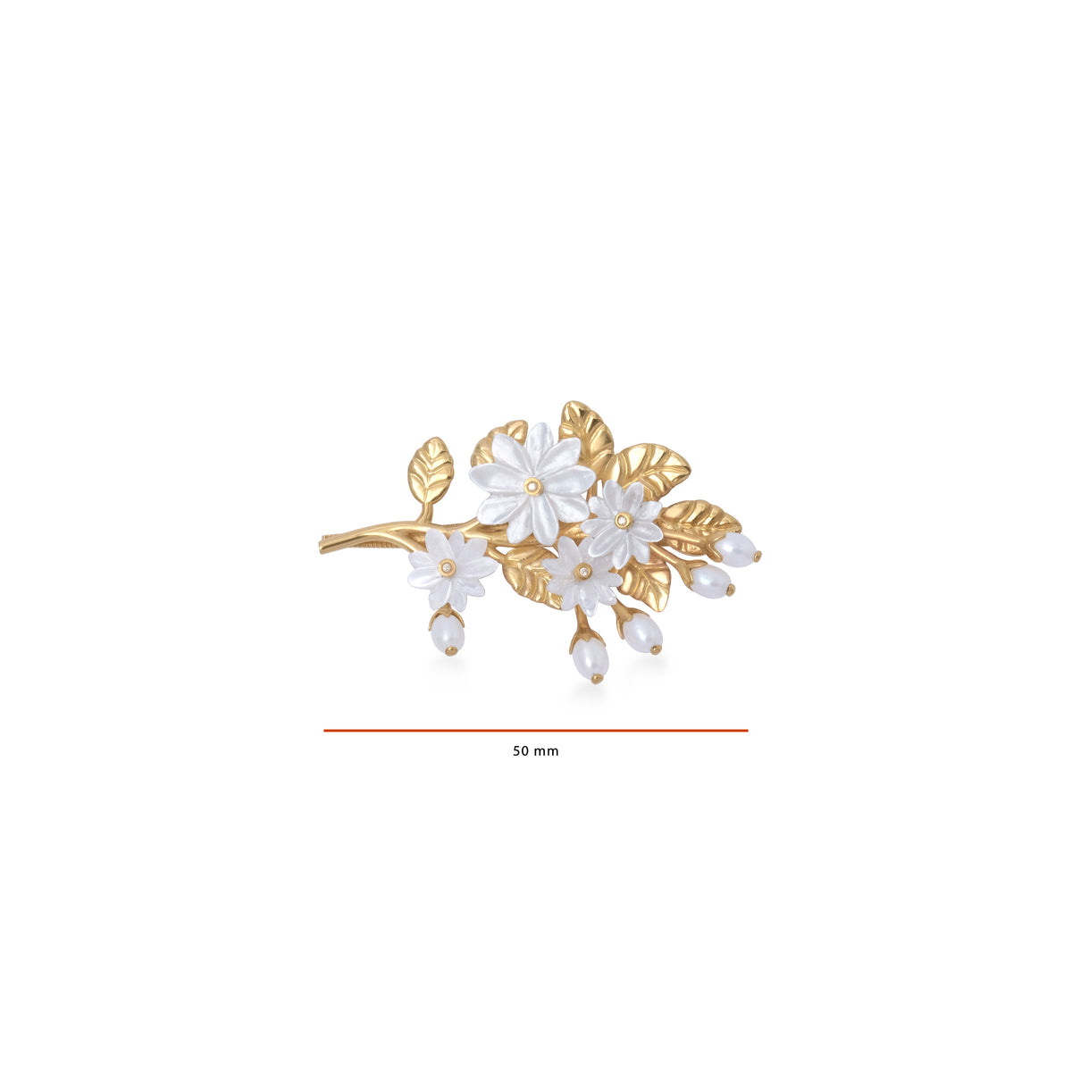 Medium Hairclip Pearl Jasmine Gold Plated Sterling Silver 925