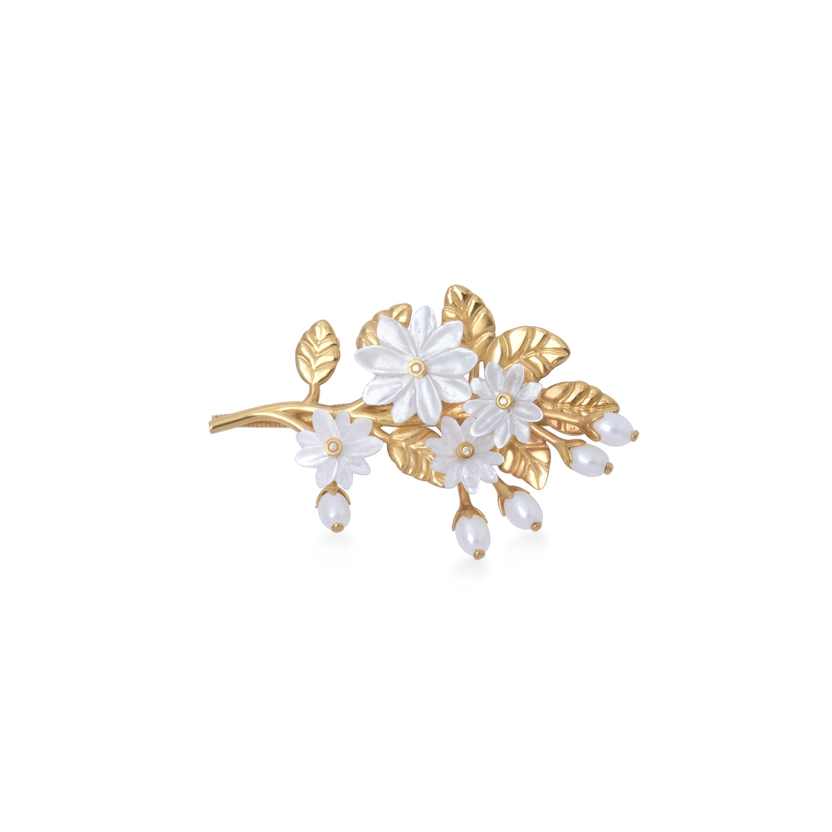 Hairclip Medium Mutiara Melati Gold Plated Sterling Silver 925