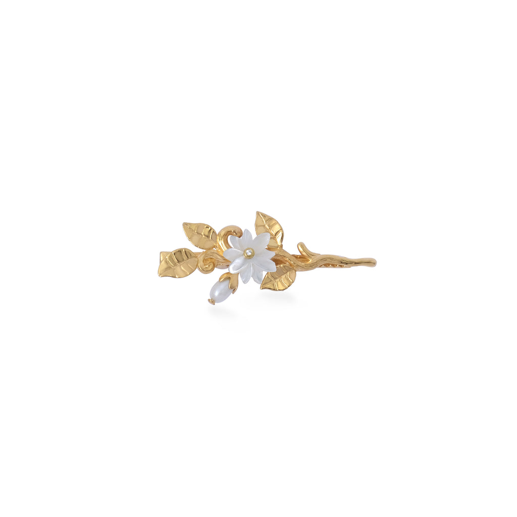 Hairclip Mini Mutiara Melati Gold Plated Sterling Silver 925