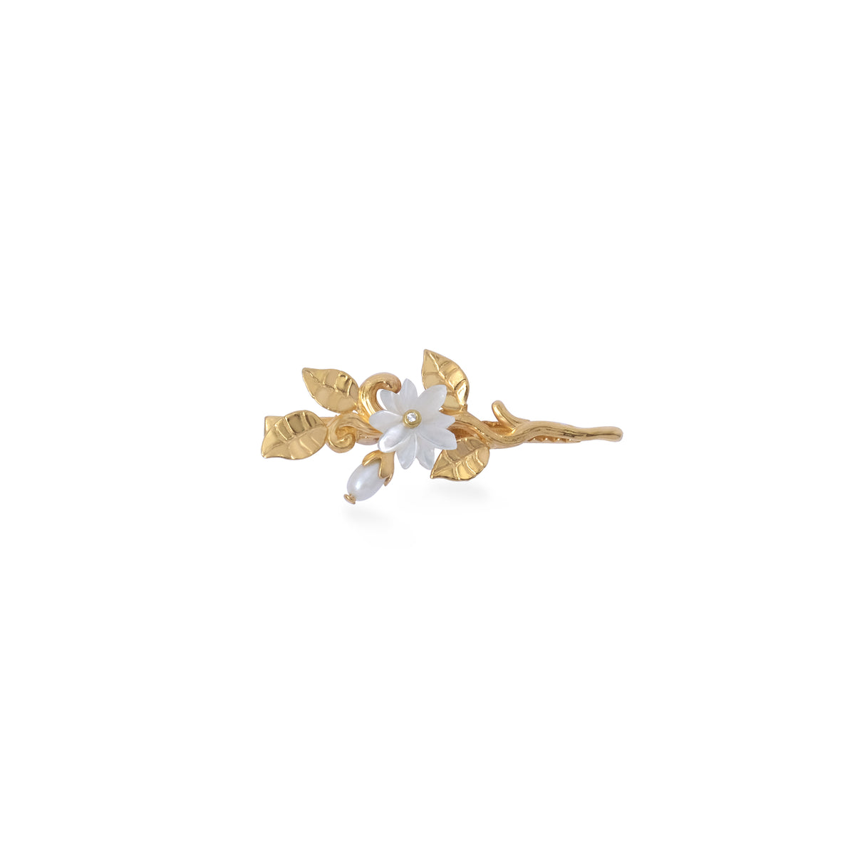 Hairclip Mini Mutiara Melati Gold Plated Sterling Silver 925