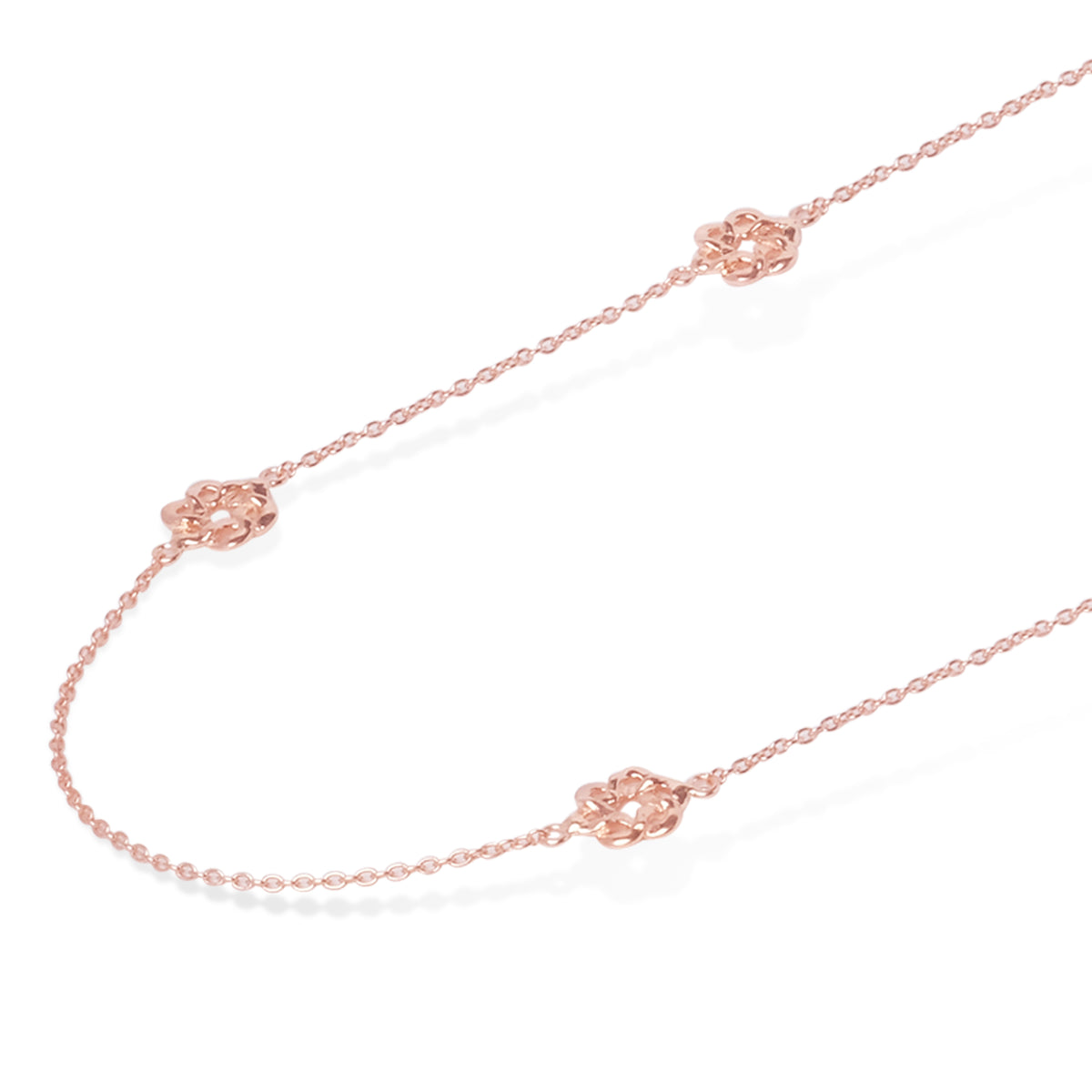 925 Sterling Silver Rose Gold Plated Woven Necklace