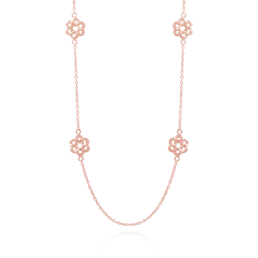 925 Sterling Silver Rose Gold Plated Woven Necklace