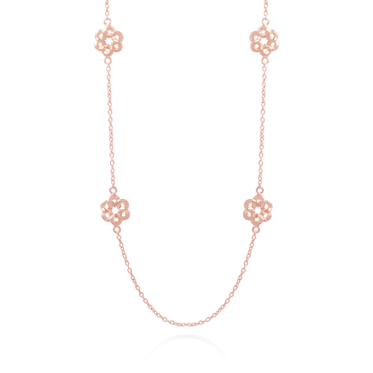 925 Sterling Silver Rose Gold Plated Woven Necklace