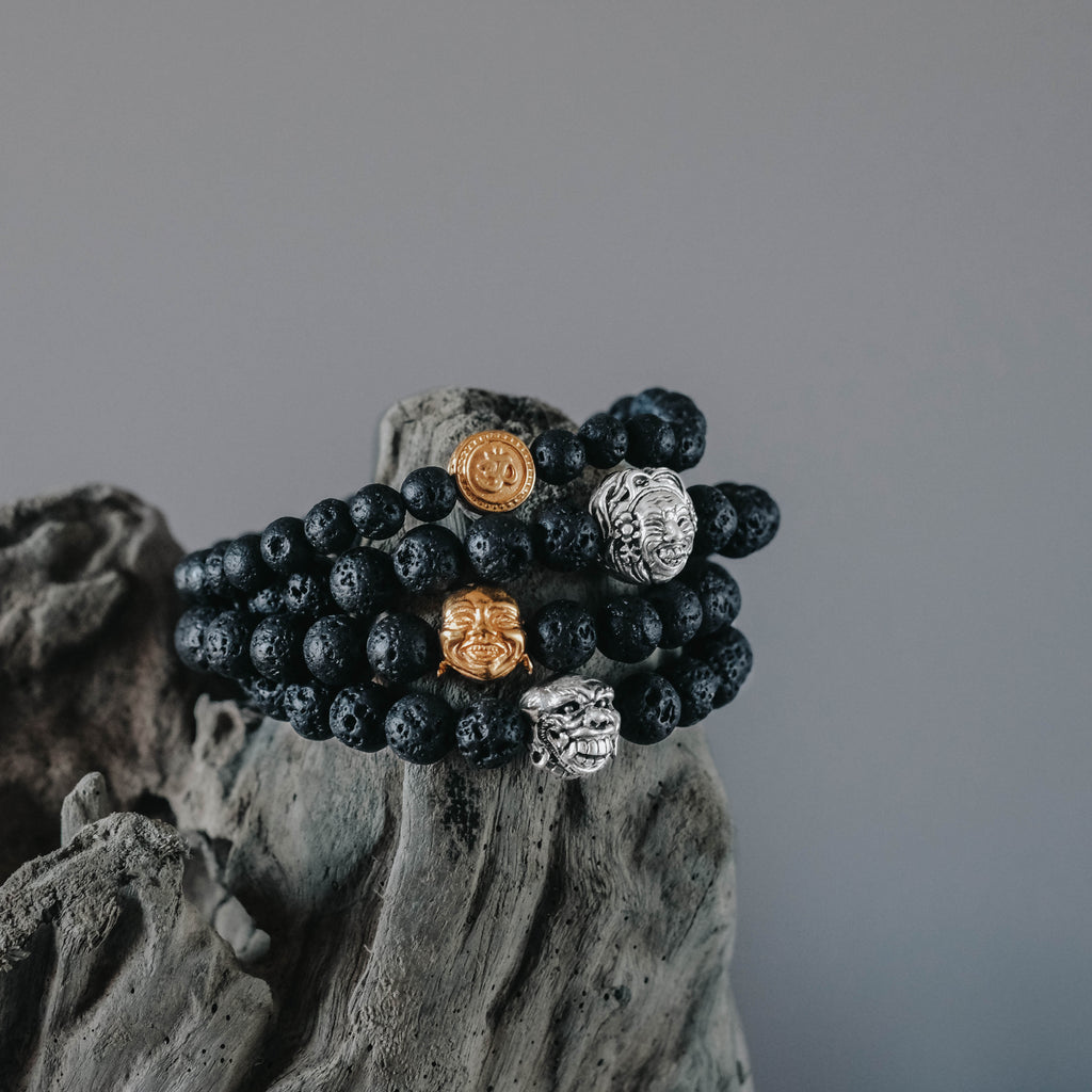 925 Silver Lava Bead Collection Sidakarya Oxidized Sterling Silver Bracelet