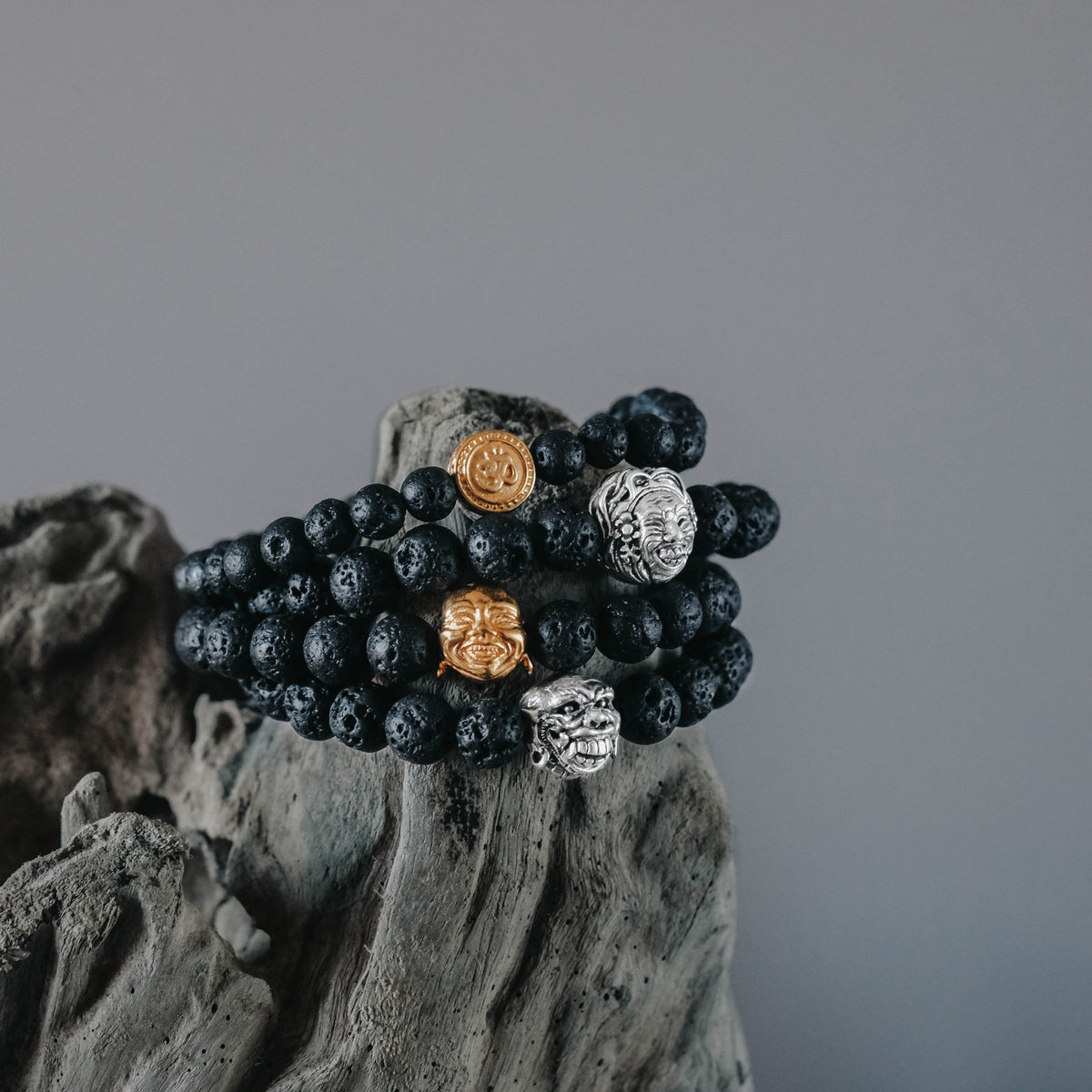 Gelang Perak 925 Koleksi Lava Bead Buddha Sterling Silver Oksidasi