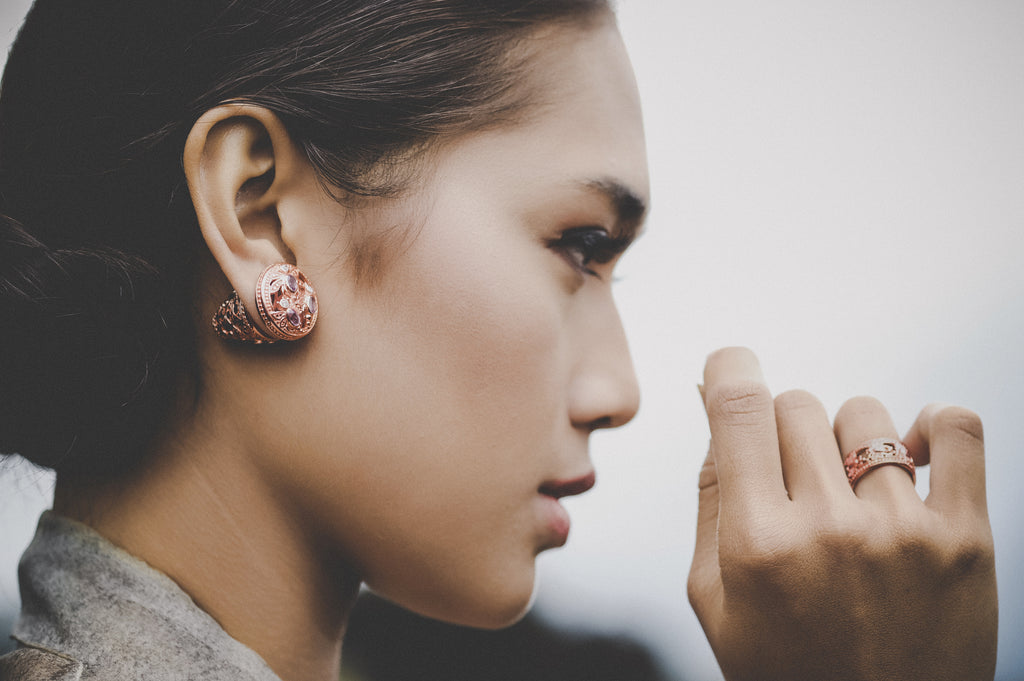 Mini Exotic Subeng Traditional Balinese Dragonfly Rosegold Sterling Silver 925 Earrings Collection