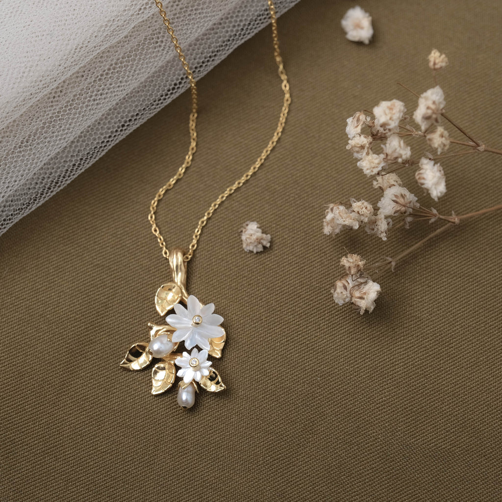 Kalung Perak Koleksi Mutiara Melati Sterling Silver 925 Gold Plated