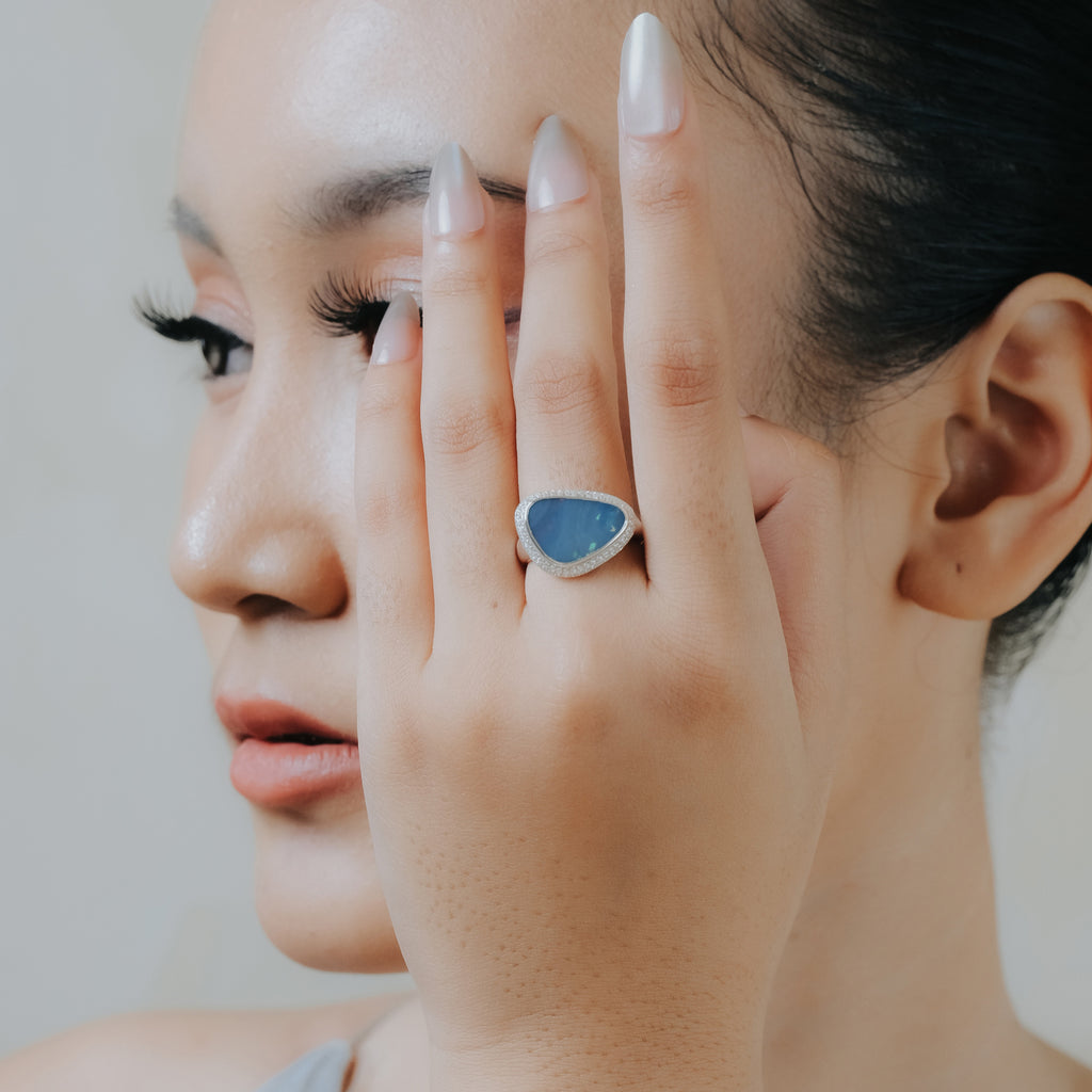 Cincin 2 Large Koleksi Opal Perak 925
