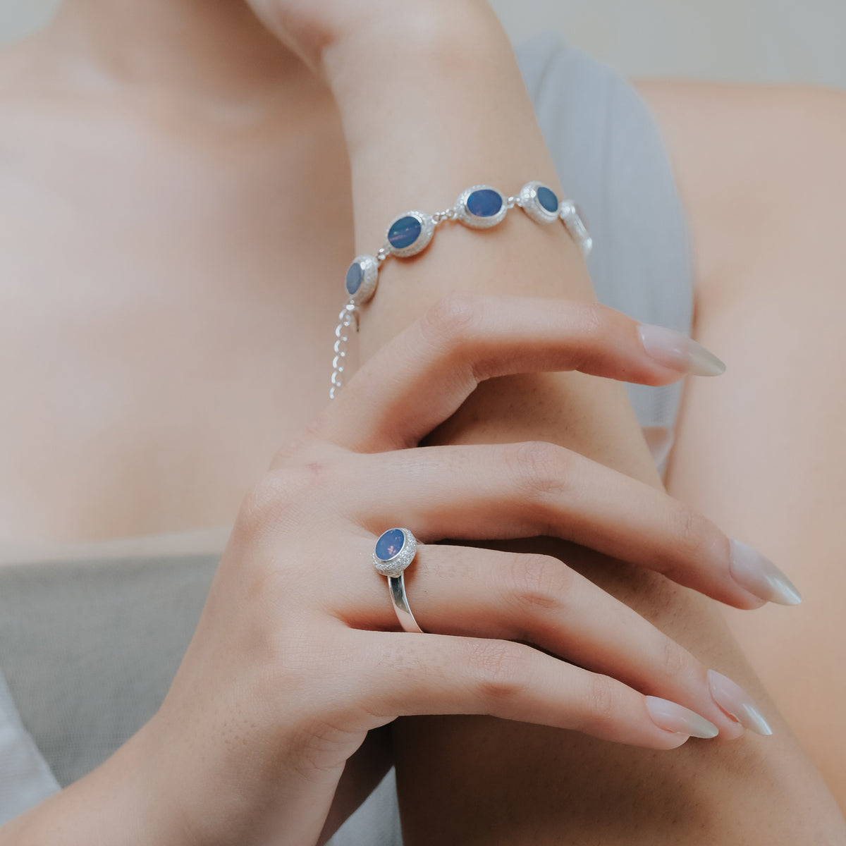 Gelang Chain 1 Koleksi Opal Perak 925