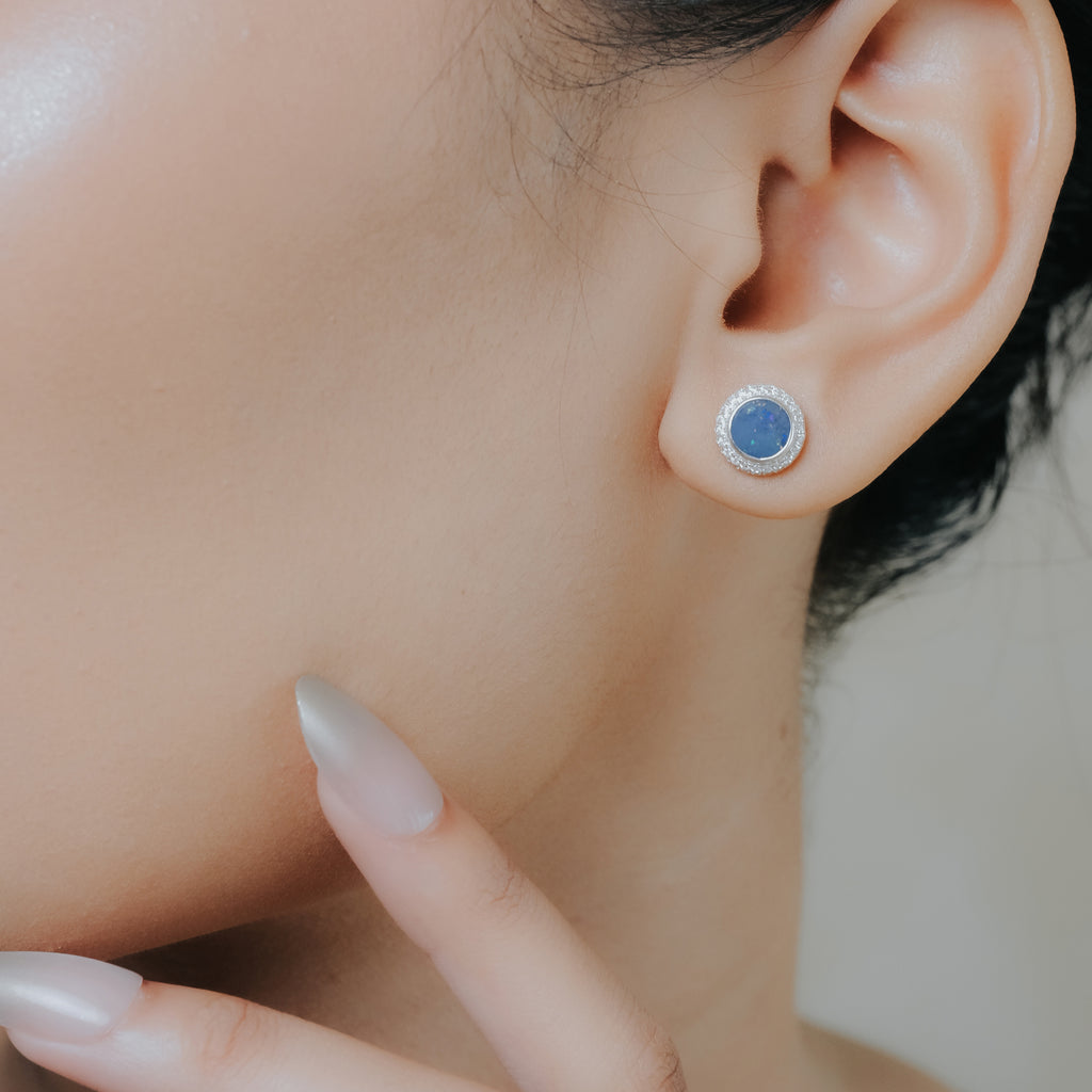 Anting Stud Kecil Koleksi Opal Perak 925