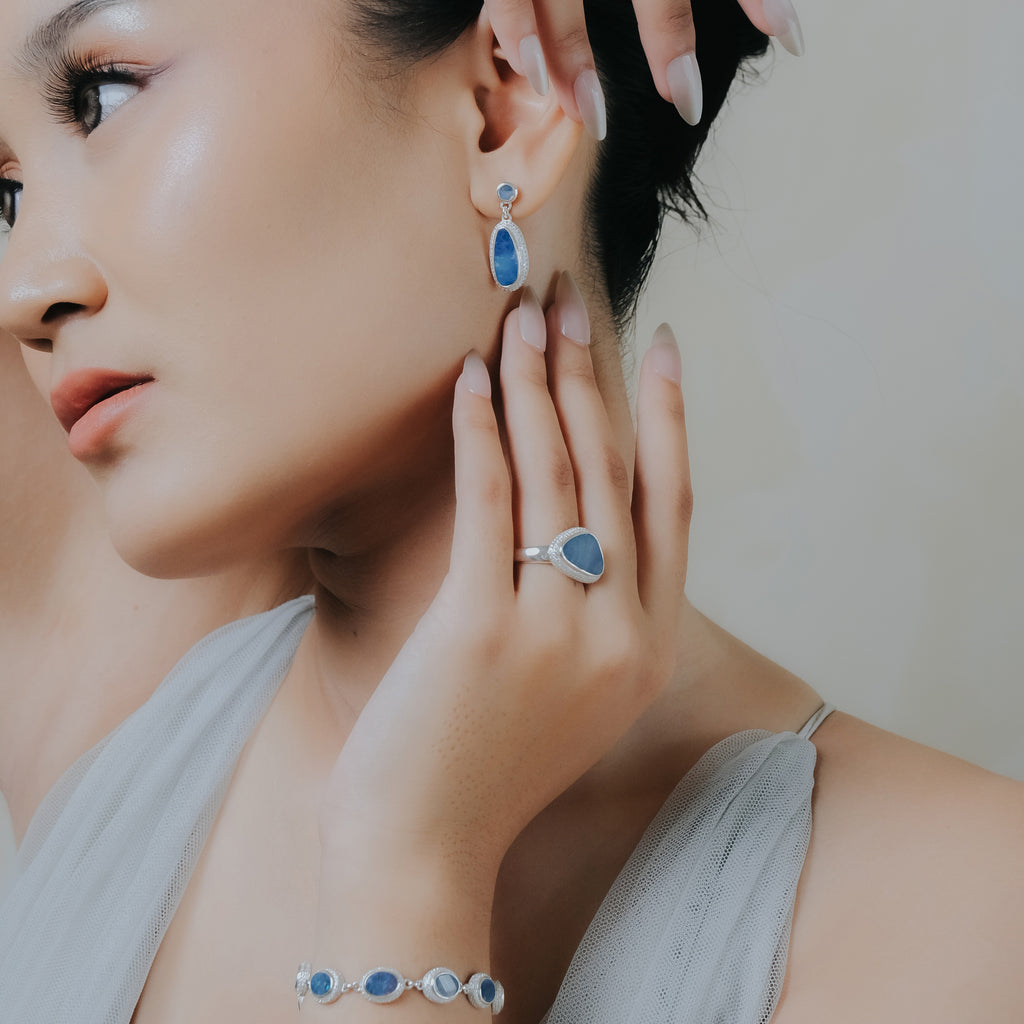 Anting Stud Koleksi Opal Perak 925