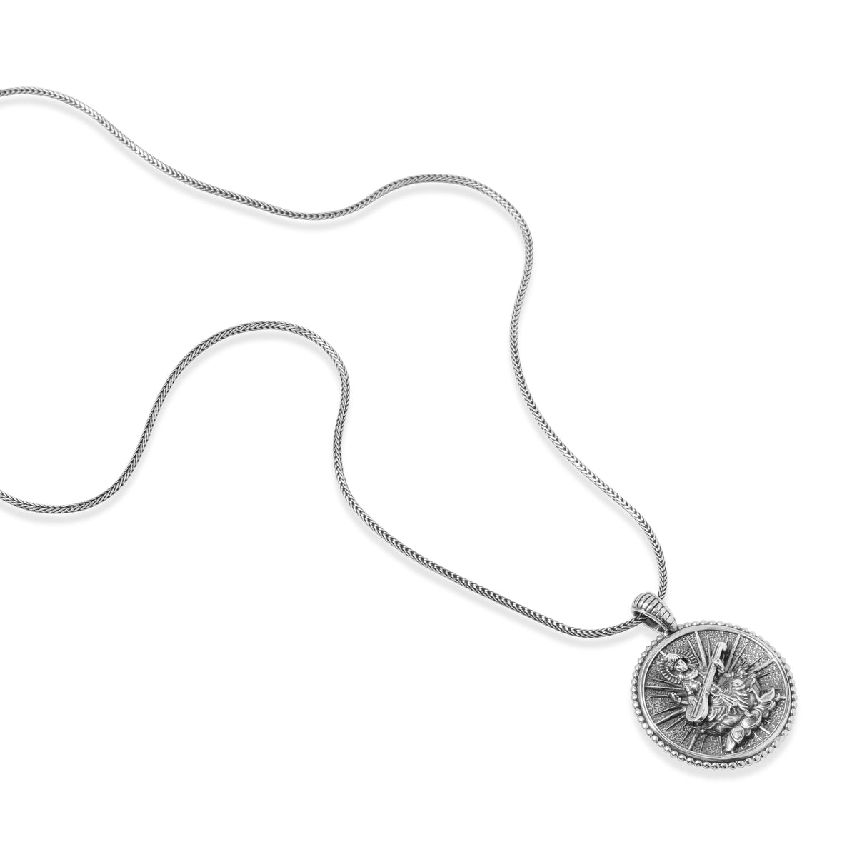 Silver Saraswati Pendant Goddess Amulet Sterling Silver Collection