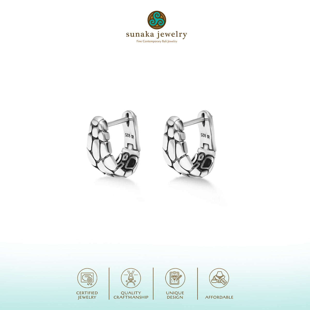 Anting Clip Koleksi Pebble Sterling Silver 925