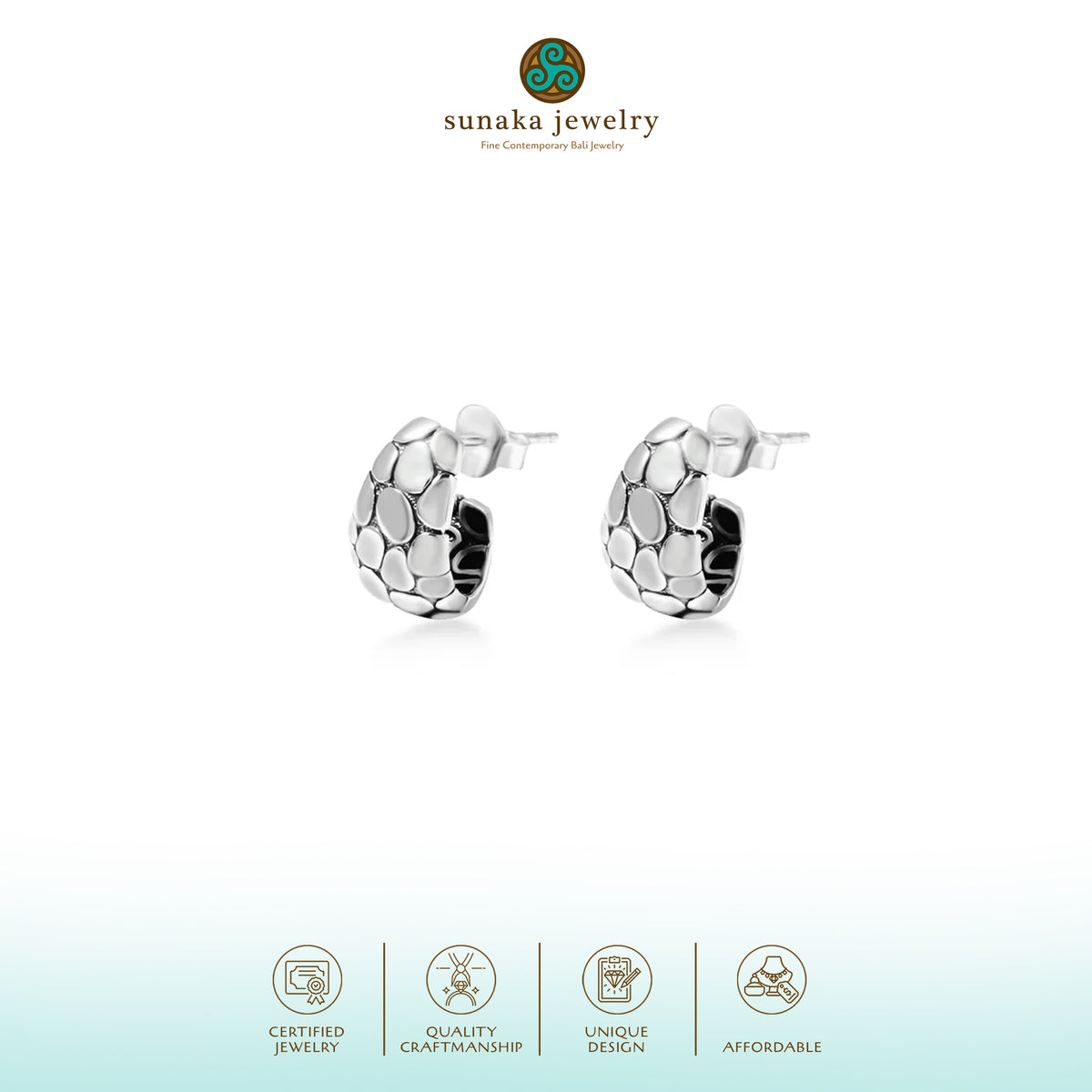 Anting Stud Koleksi Pebble Sterling Silver 925