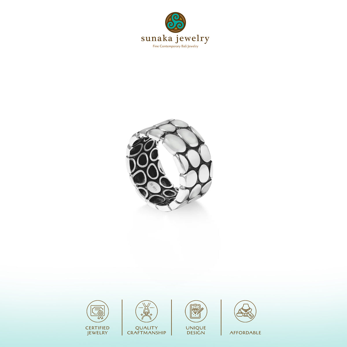 Cincin Band Koleksi Pebble Sterling Silver 925
