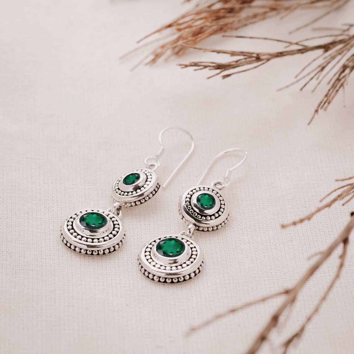 Jawan Keliling Collection Sterling Silver 925 Double Drop Earrings