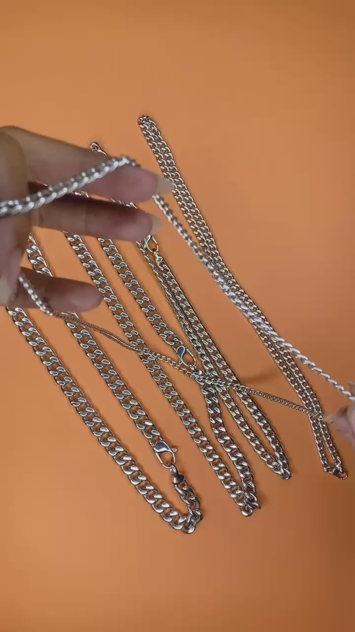 Sunaka Jewelry Cuban Sterling Silver 925 Chain Necklace