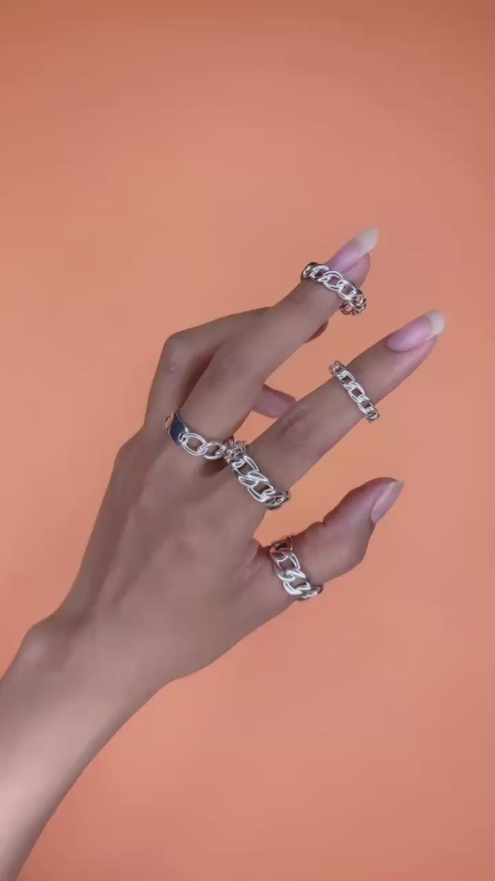 Cincin Rantai Large Perak Koleksi Cuban Sterling Silver 925