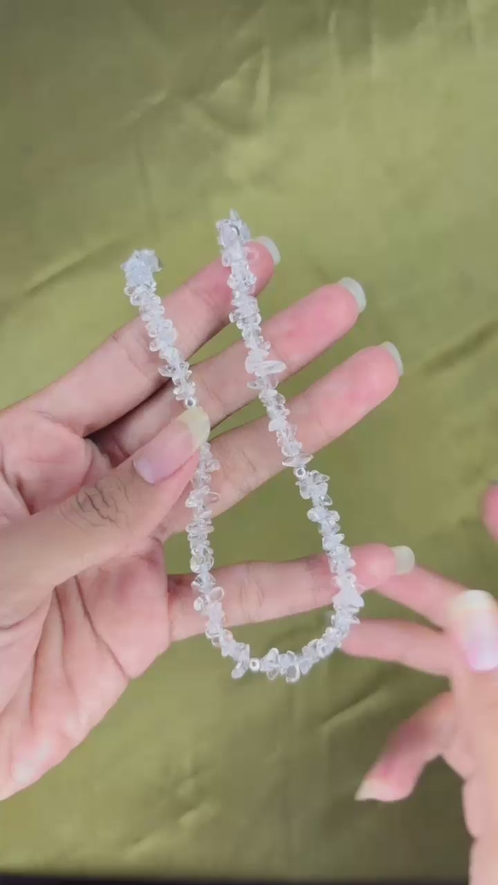 Aura Collection Choker Necklace 925 Sterling Silver Clear Quartz