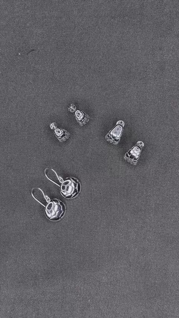 925 Sterling Silver Pebble Collection Round Dangling Earrings