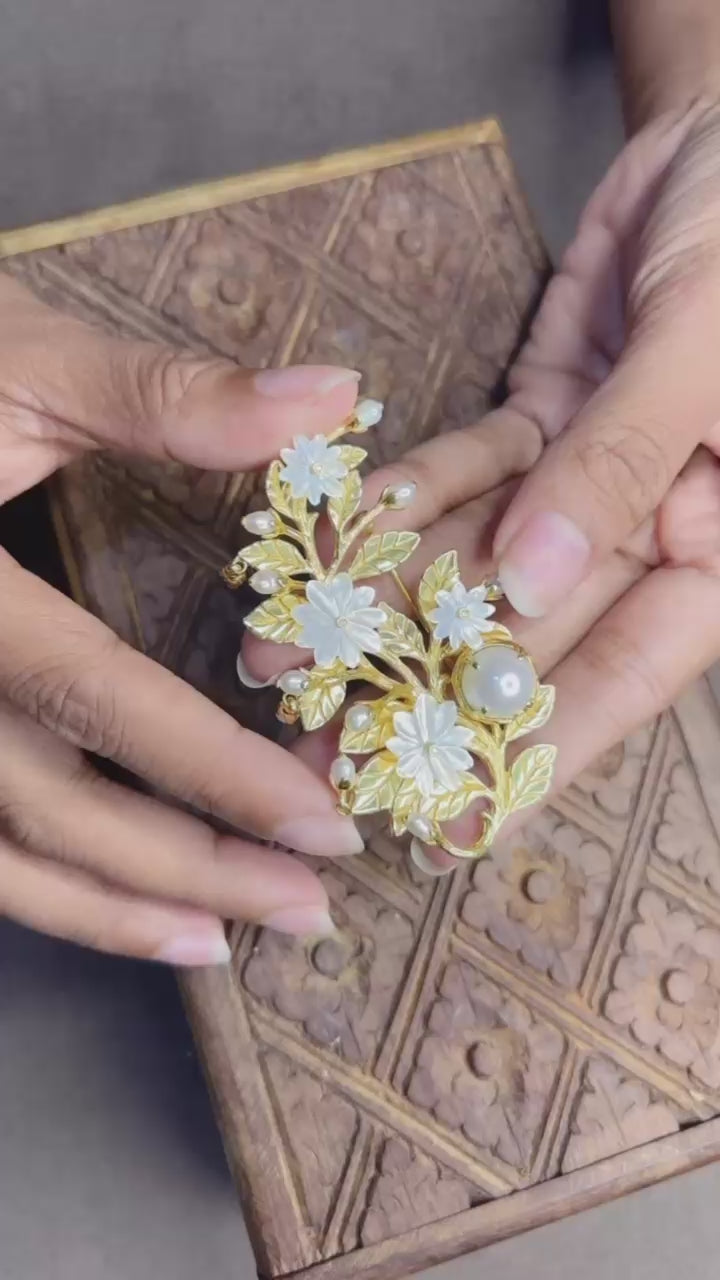 Bross Kecil Sedang Perak Koleksi Mutiara Melati Sterling Silver 925 Gold Plated