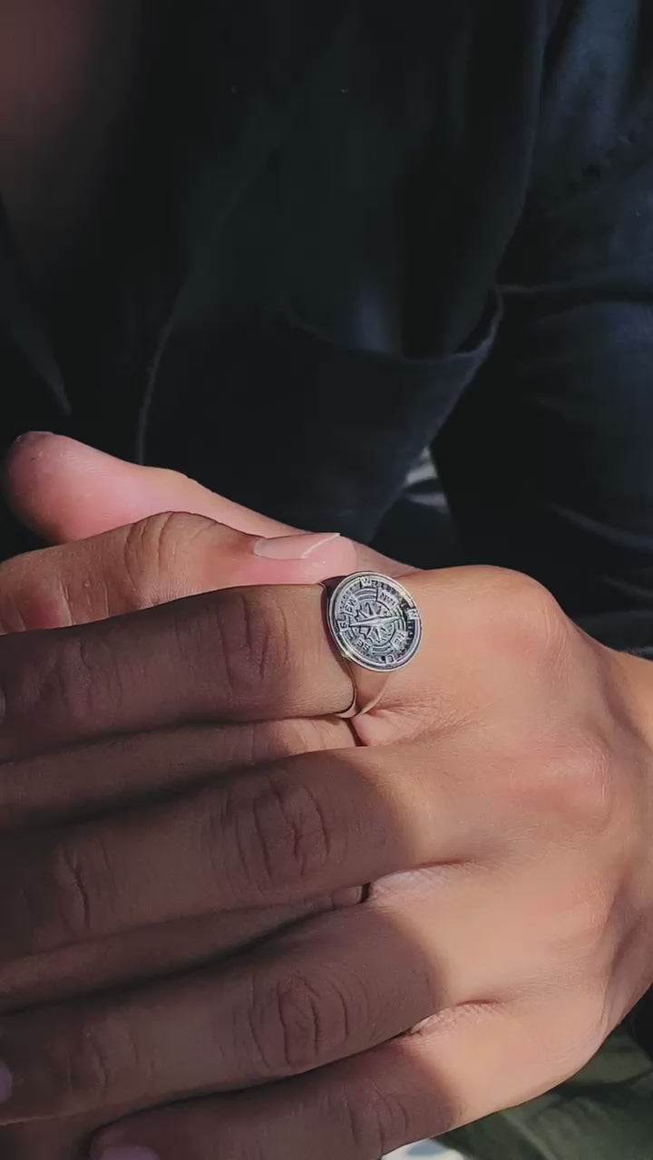 Kompas Sterling Silver 925 Round Signet Ring