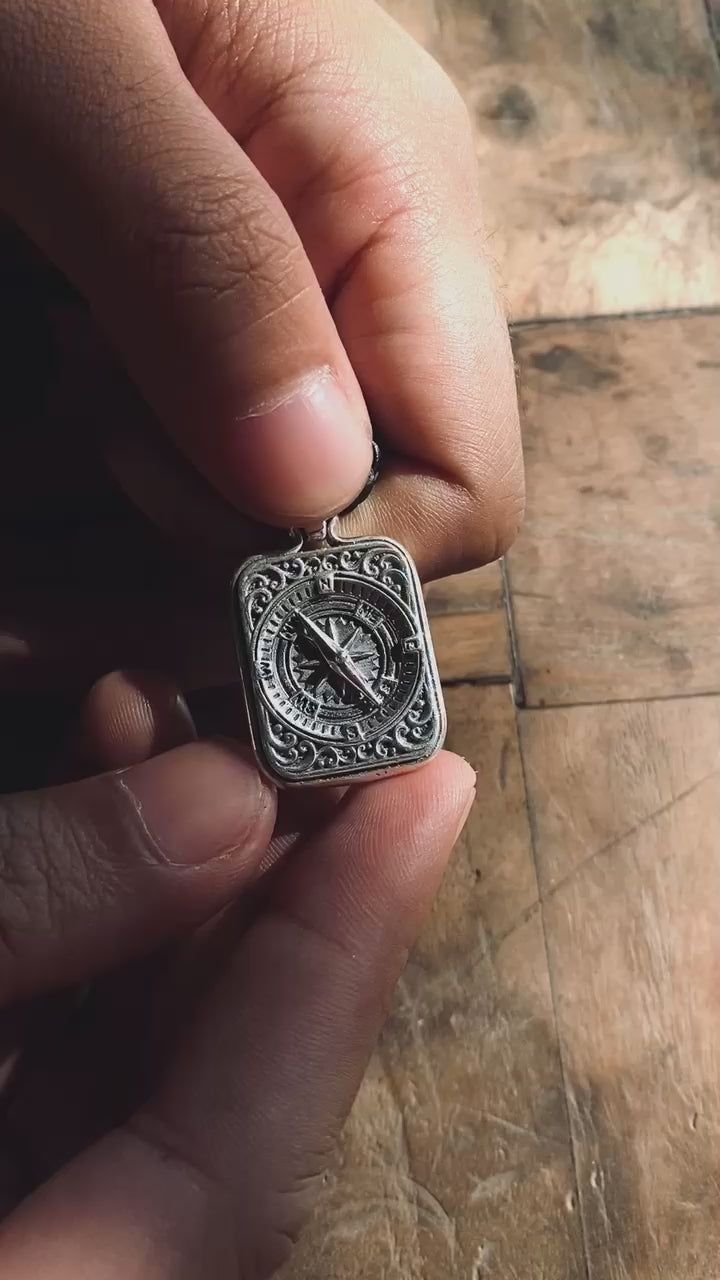 Silver Pendant Box Compass Sterling Silver 925 Collection