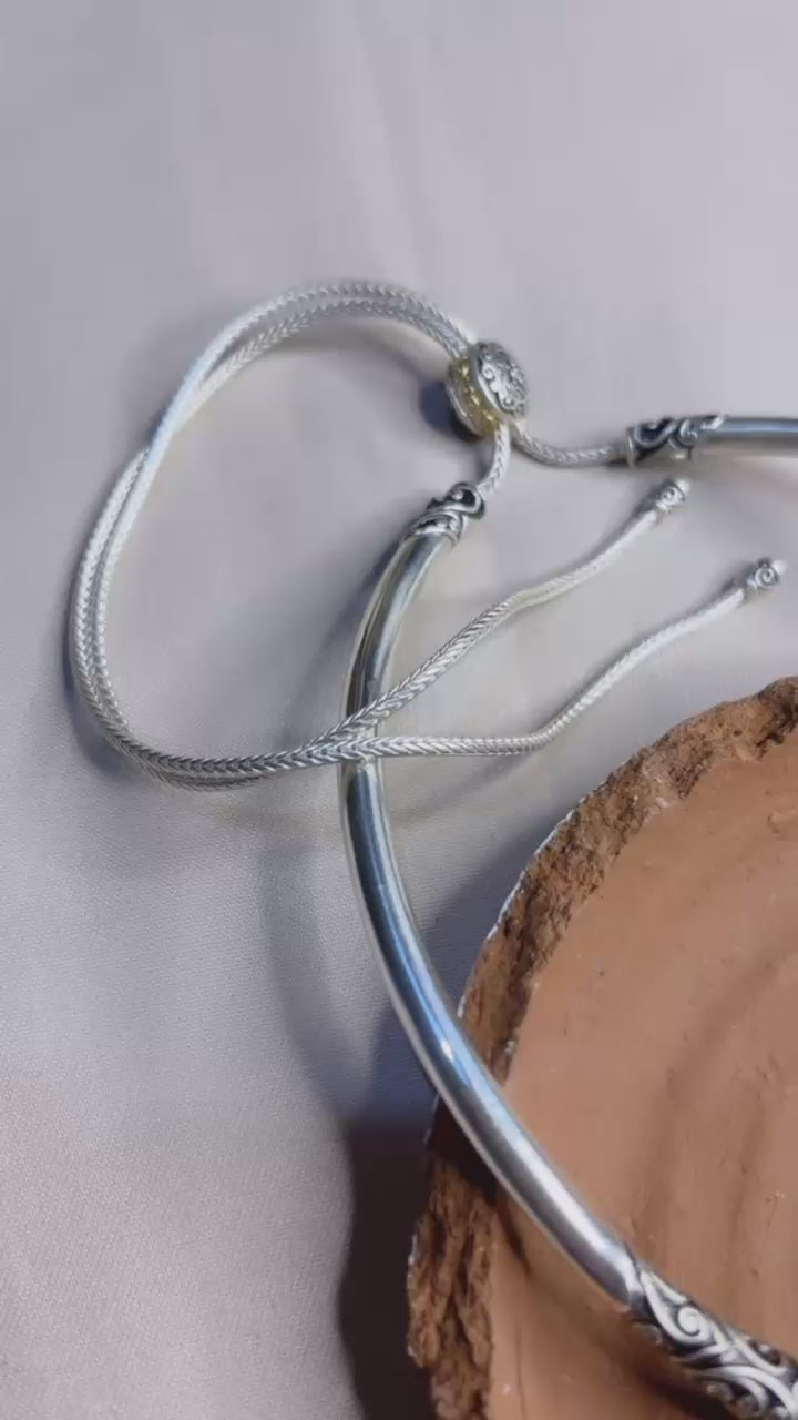 925 Sterling Silver Sun Collection Drawstring Chain Bracelet