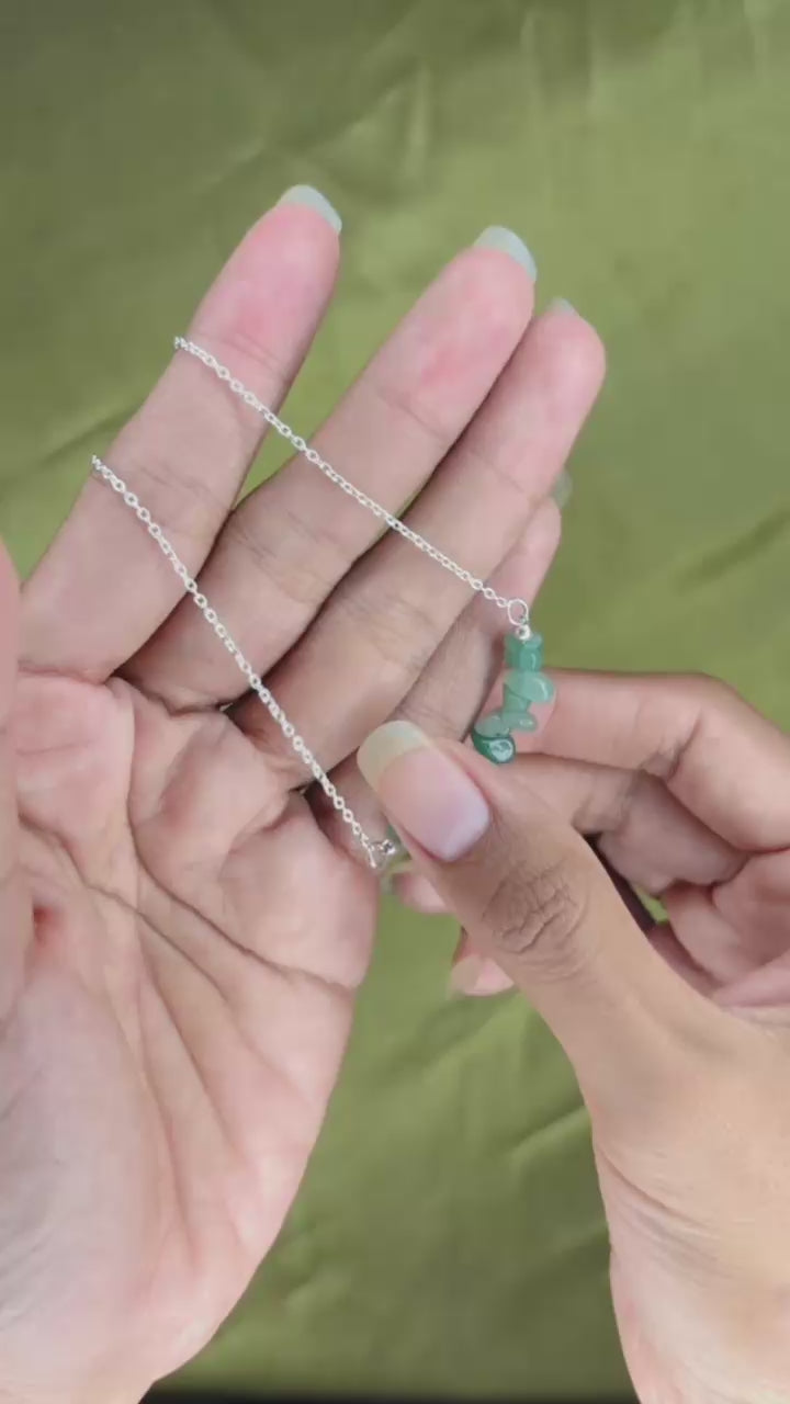 Aura Collection Sterling Silver 925 Green Aventurine Chain Necklace