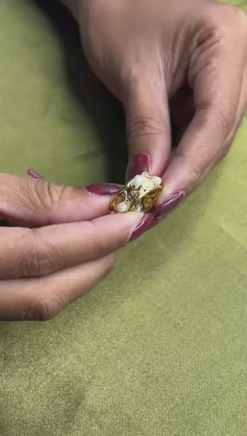 Cincin Bandring Perak Koleksi Mutiara Melati Sterling Silver 925 Gold Plated