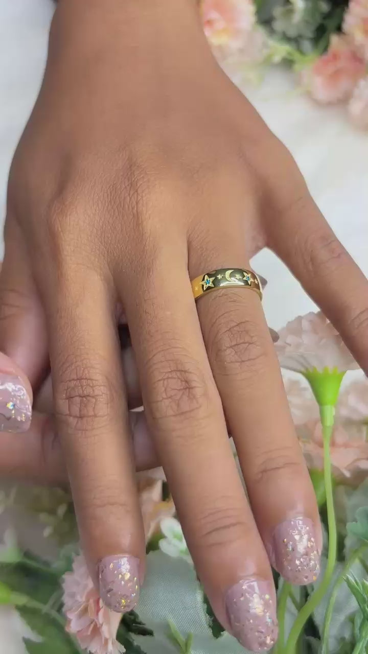 Selene Collection Sterling Silver 925 Gold Plated Adjustable Ring