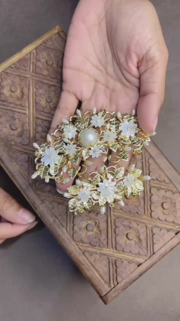 Bross Besar Perak Koleksi Mutiara Melati Sterling Silver 925 Gold Plated