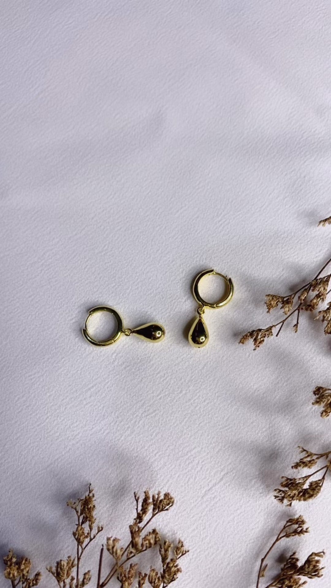 Elara Drop Collection Hoop Earrings 925 Sterling Silver Gold Plated