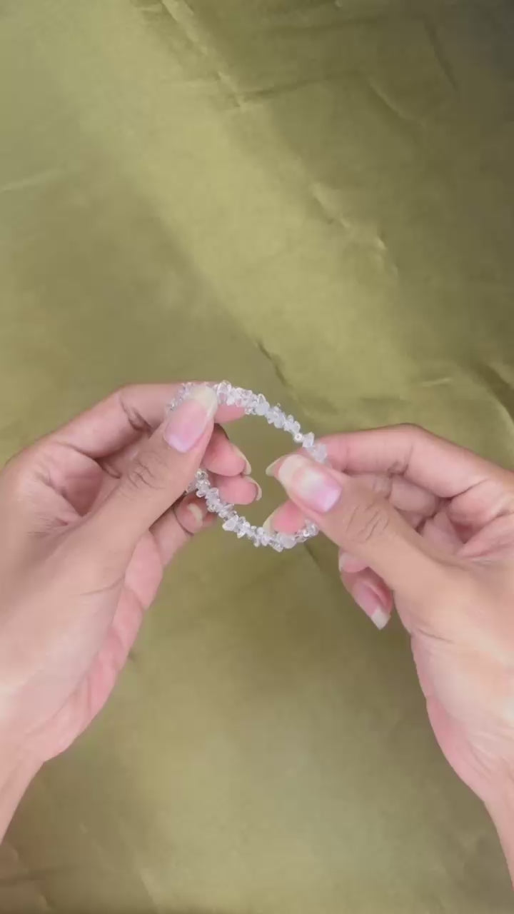 Aura Collection Sterling Silver 925 Clear Quartz Beaded Bracelet