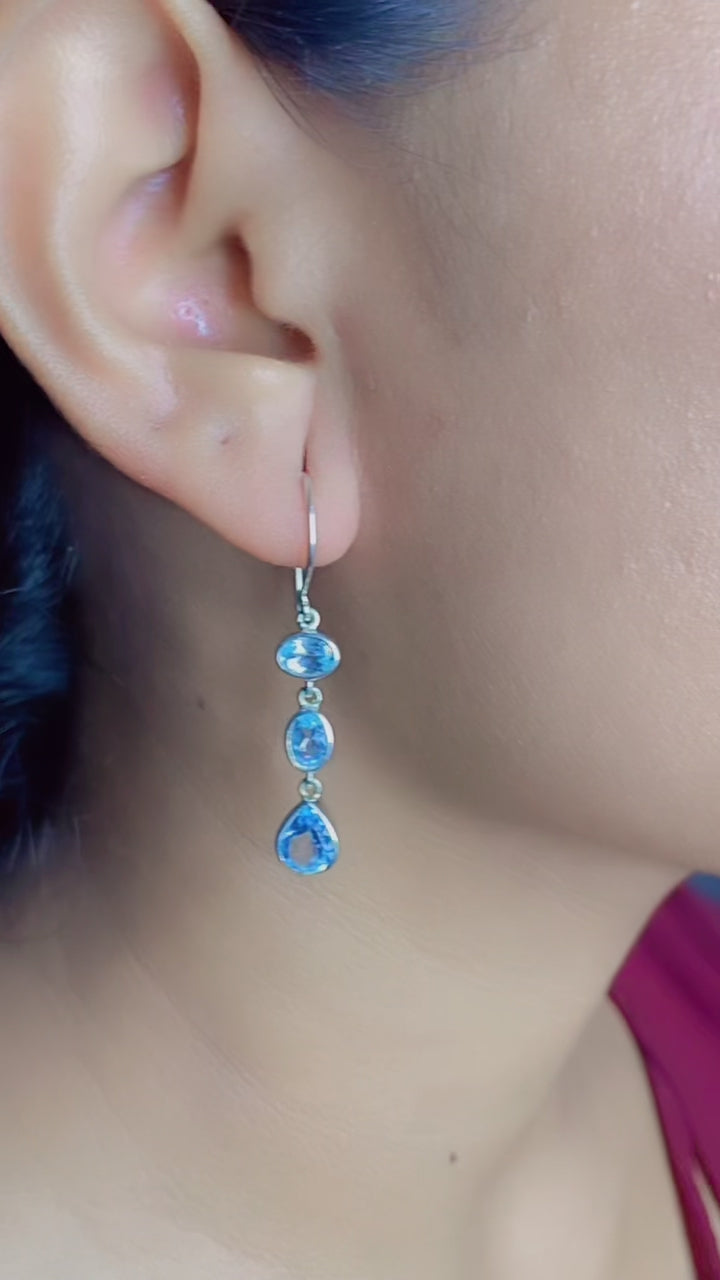 Anting Dangling Triple Drop Perak 925 Koleksi Alleania