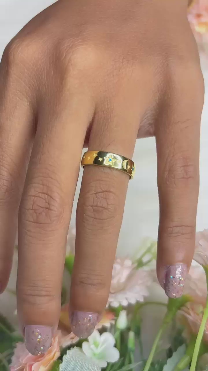 Cincin Band Perak Koleksi Selene Sterling Silver 925 Gold Plated