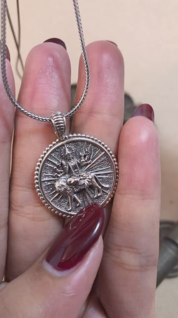 Durga Silver Pendant Goddess Amulet Sterling Silver Collection